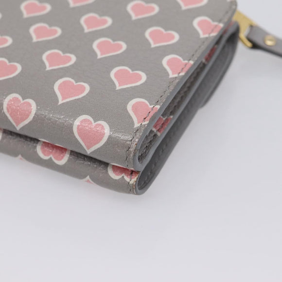 Miu Miu Long Wallet Leather Gray Gold Auth yk21007V