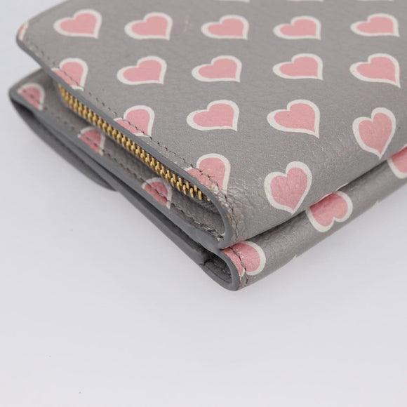 Miu Miu Long Wallet Leather Gray Gold Auth yk21007V
