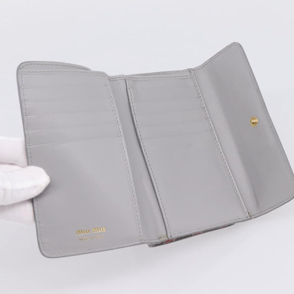 Miu Miu Long Wallet Leather Gray Gold Auth yk21007V