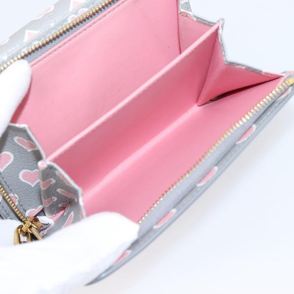 Miu Miu Long Wallet Leather Gray Gold Auth yk21007V
