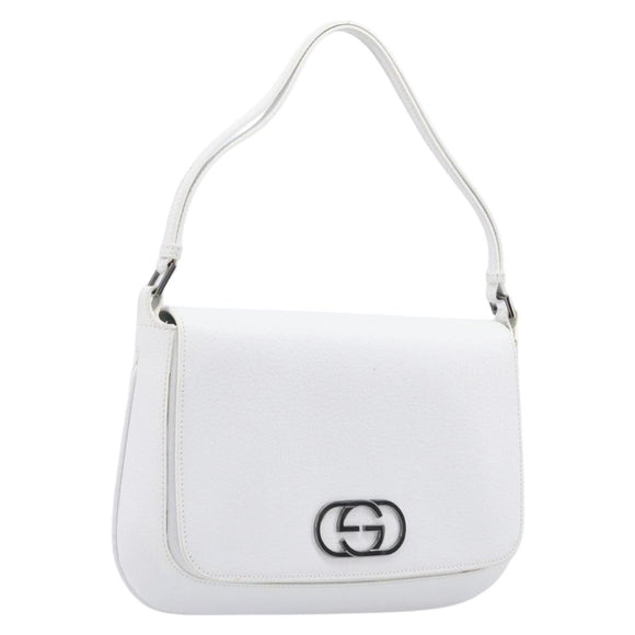 GUCCI Shoulder Bag Leather White Silver 001 3823 Auth yk21008V