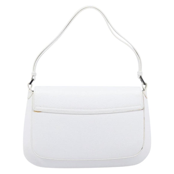 GUCCI Shoulder Bag Leather White Silver 001 3823 Auth yk21008V