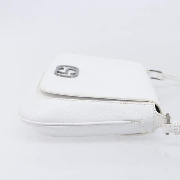 GUCCI Shoulder Bag Leather White Silver 001 3823 Auth yk21008V