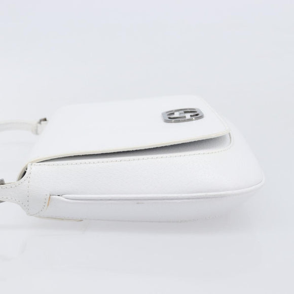 GUCCI Shoulder Bag Leather White Silver 001 3823 Auth yk21008V