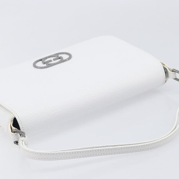 GUCCI Shoulder Bag Leather White Silver 001 3823 Auth yk21008V