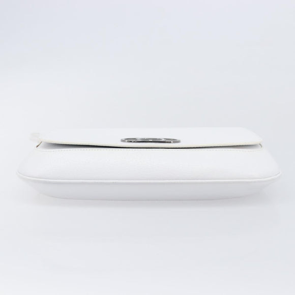 GUCCI Shoulder Bag Leather White Silver 001 3823 Auth yk21008V