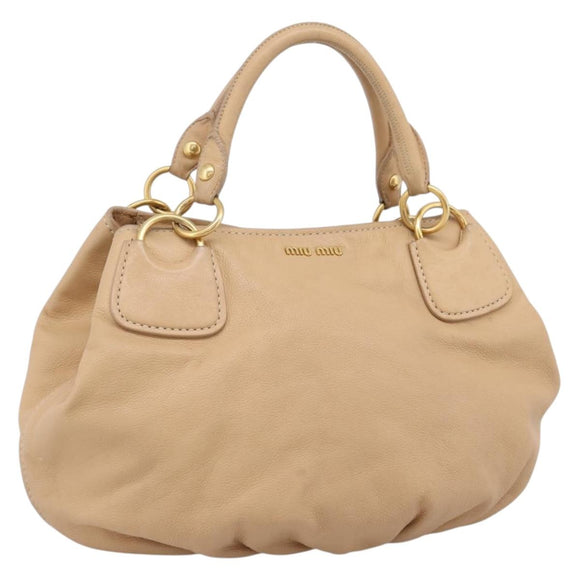 Miu Miu Hand Bag Leather Beige Gold Auth yk21010V