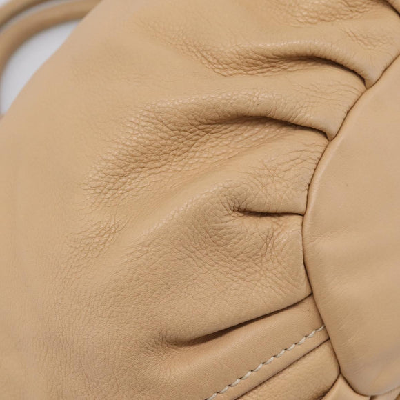 Miu Miu Hand Bag Leather Beige Gold Auth yk21010V