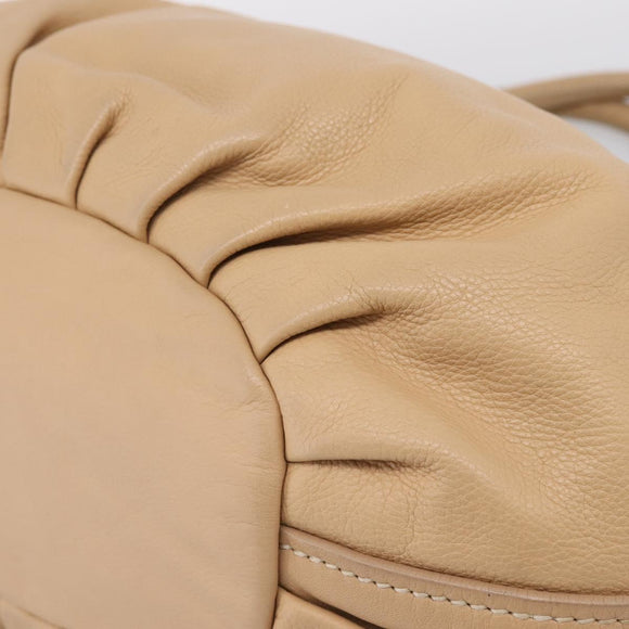Miu Miu Hand Bag Leather Beige Gold Auth yk21010V