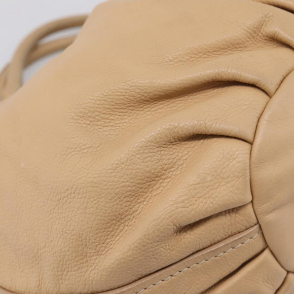 Miu Miu Hand Bag Leather Beige Gold Auth yk21010V