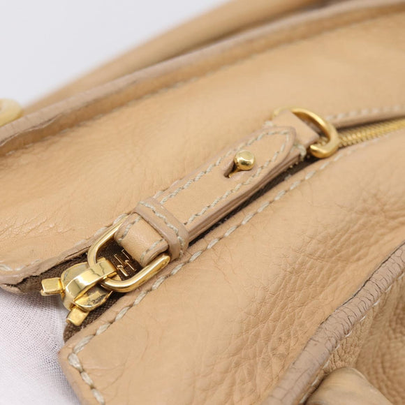 Miu Miu Hand Bag Leather Beige Gold Auth yk21010V