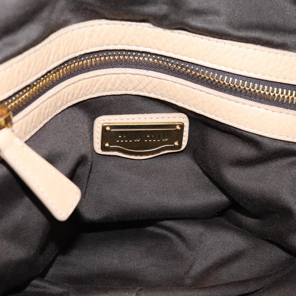 Miu Miu Hand Bag Leather Beige Gold Auth yk21010V