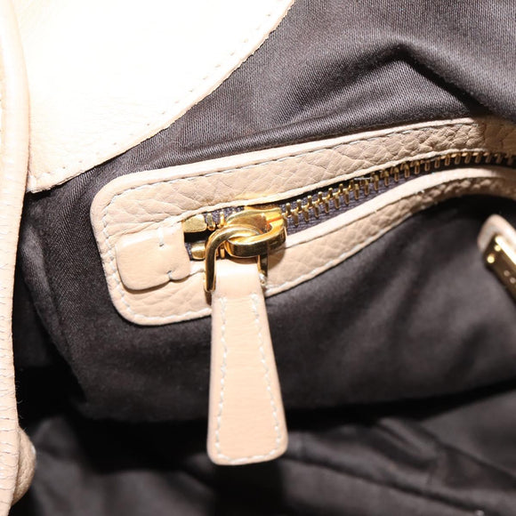 Miu Miu Hand Bag Leather Beige Gold Auth yk21010V