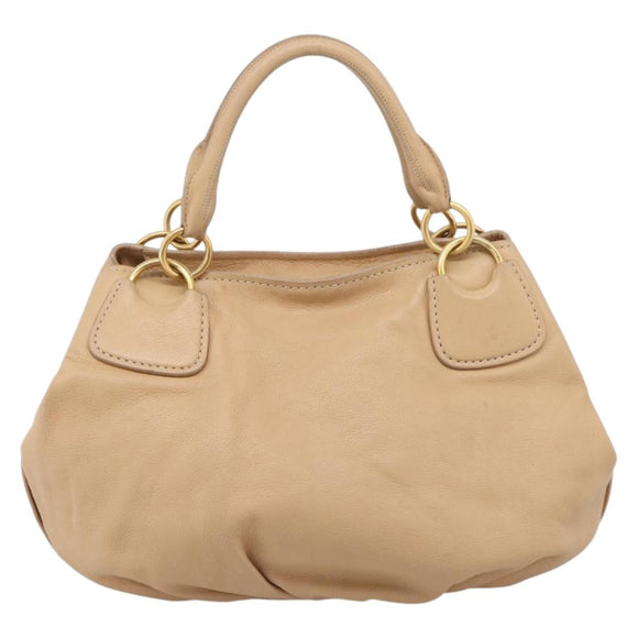 Miu Miu Hand Bag Leather Beige Gold Auth yk21010V