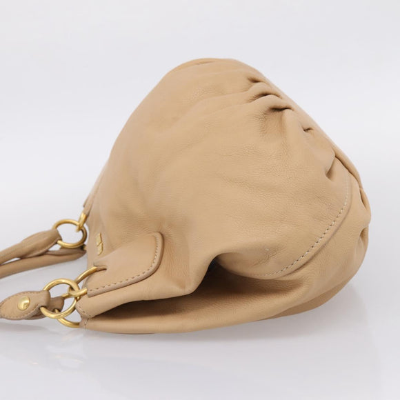 Miu Miu Hand Bag Leather Beige Gold Auth yk21010V