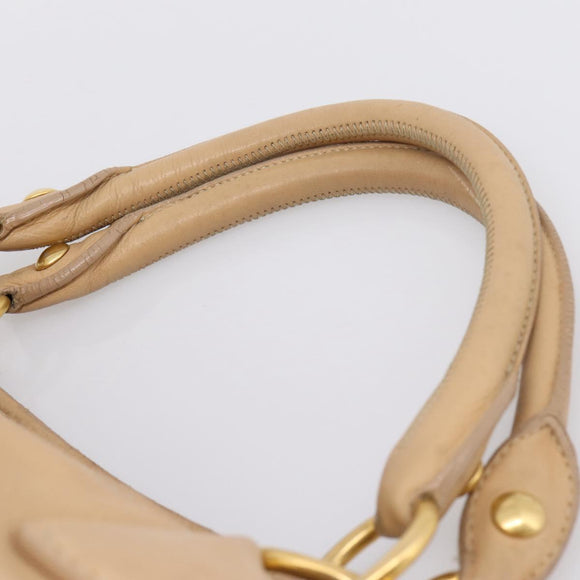 Miu Miu Hand Bag Leather Beige Gold Auth yk21010V