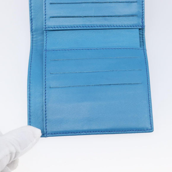 CHANEL COCO Mark Wallet Caviar Skin Blue Gold CC Auth yk21011M