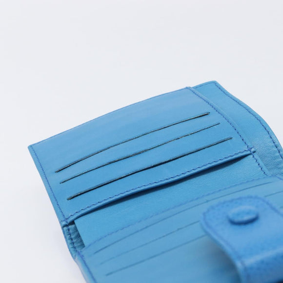 CHANEL COCO Mark Wallet Caviar Skin Blue Gold CC Auth yk21011M