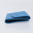 CHANEL COCO Mark Wallet Caviar Skin Blue Gold CC Auth yk21011M-3