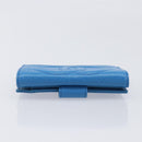 CHANEL COCO Mark Wallet Caviar Skin Blue Gold CC Auth yk21011M-5