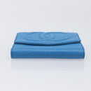 CHANEL COCO Mark Wallet Caviar Skin Blue Gold CC Auth yk21011M-6