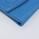 CHANEL COCO Mark Wallet Caviar Skin Blue Gold CC Auth yk21011M-15