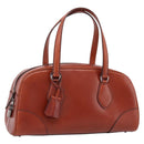 PRADA Hand Bag Leather Brown Silver Auth yk21012V-1