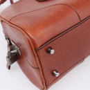 PRADA Hand Bag Leather Brown Silver Auth yk21012V-11
