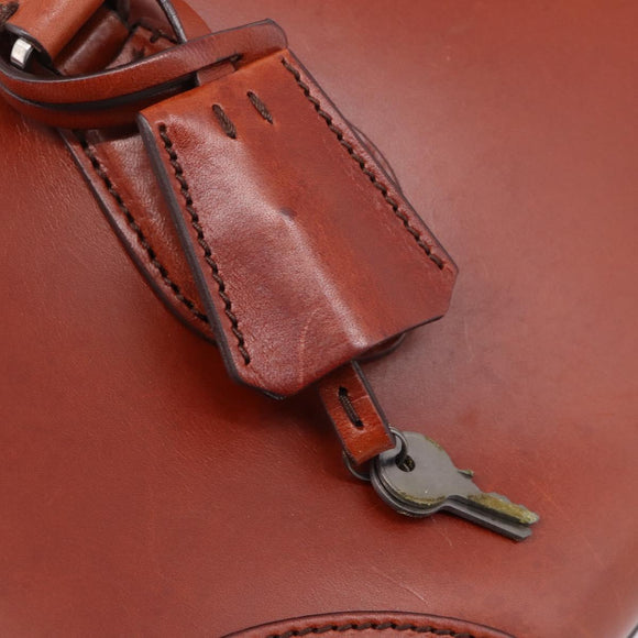 PRADA Hand Bag Leather Brown Silver Auth yk21012V