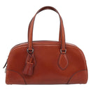 PRADA Hand Bag Leather Brown Silver Auth yk21012V-2