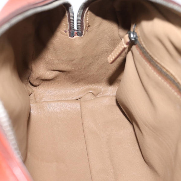 PRADA Hand Bag Leather Brown Silver Auth yk21012V