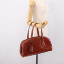 PRADA Hand Bag Leather Brown Silver Auth yk21012V-28