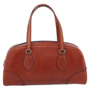 PRADA Hand Bag Leather Brown Silver Auth yk21012V-3