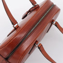 PRADA Hand Bag Leather Brown Silver Auth yk21012V-6