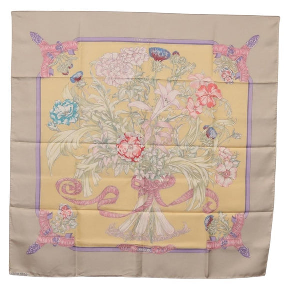 HERMES Carre 90 Scarf ""LES TAMBOURS"" Silk Yellow Auth yk21013M
