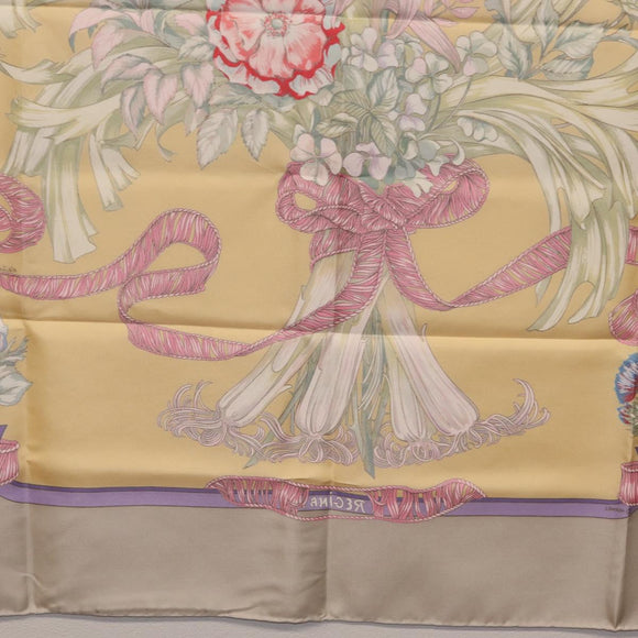 HERMES Carre 90 Scarf ""LES TAMBOURS"" Silk Yellow Auth yk21013M