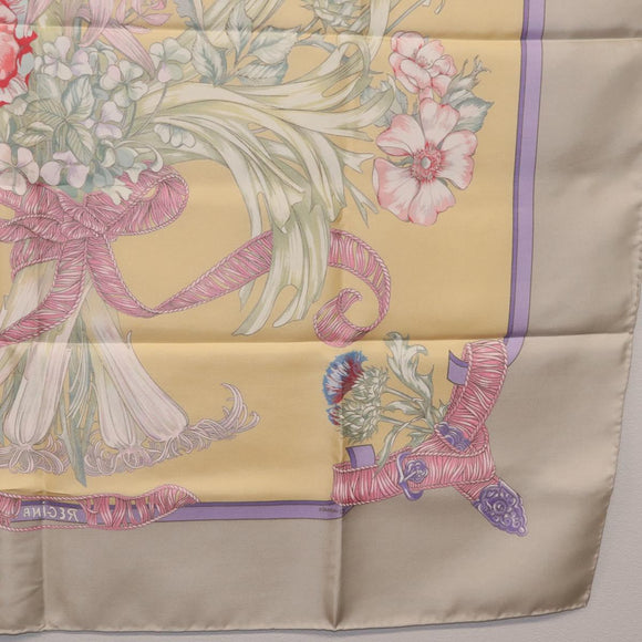 HERMES Carre 90 Scarf ""LES TAMBOURS"" Silk Yellow Auth yk21013M