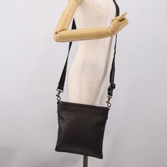 Bottega Veneta INTRECCIATO Shoulder Bag Leather Brown Auth yk21015V