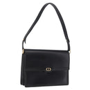 Christian Dior Shoulder Bag Leather Black Gold Auth yk21017A-1