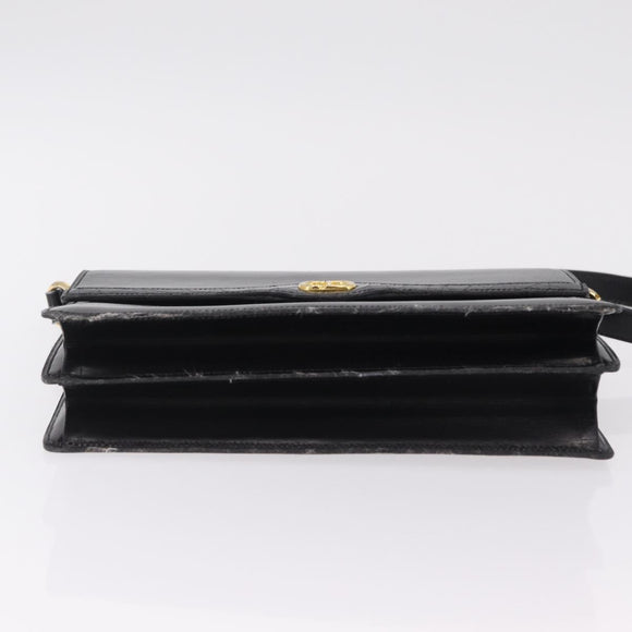 Christian Dior Shoulder Bag Leather Black Gold Auth yk21017A