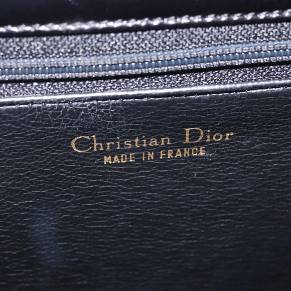 Christian Dior Shoulder Bag Leather Black Gold Auth yk21017A