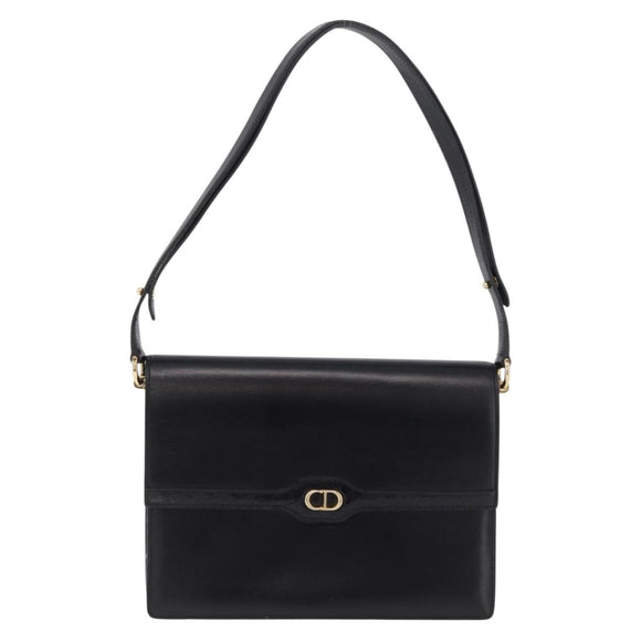 Christian Dior Shoulder Bag Leather Black Gold Auth yk21017A
