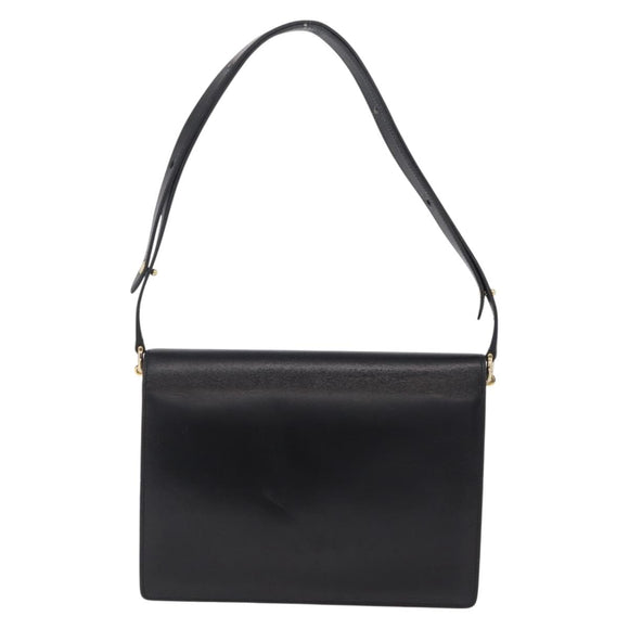 Christian Dior Shoulder Bag Leather Black Gold Auth yk21017A