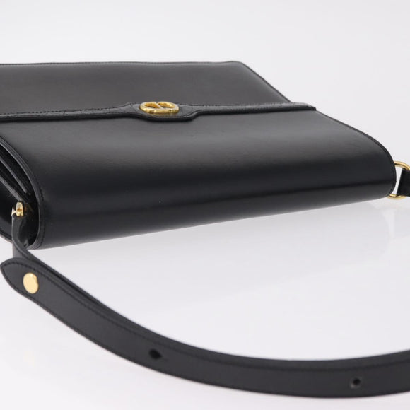 Christian Dior Shoulder Bag Leather Black Gold Auth yk21017A