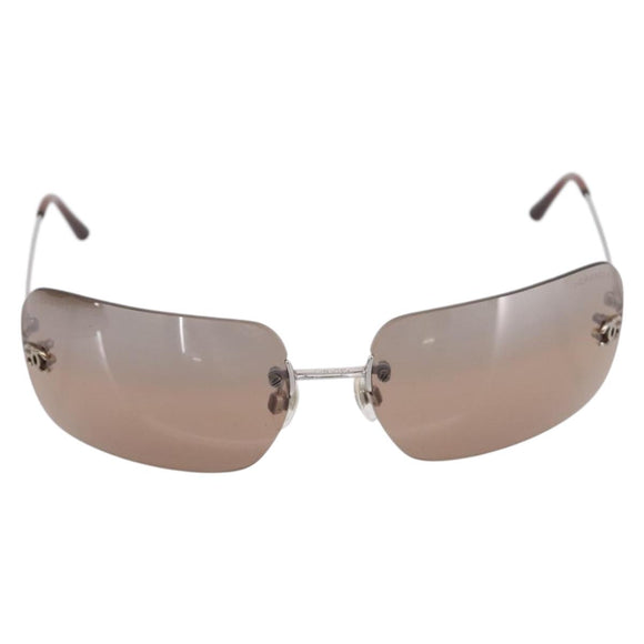 CHANEL Sunglasses metal Silver CC Auth yk21018M