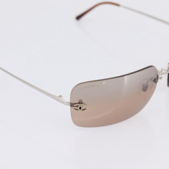 CHANEL Sunglasses metal Silver CC Auth yk21018M