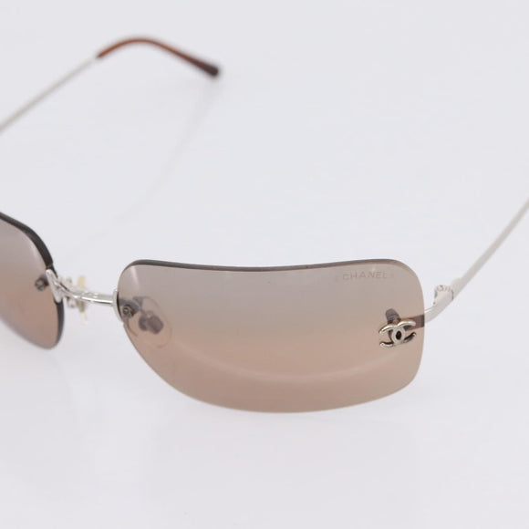 CHANEL Sunglasses metal Silver CC Auth yk21018M