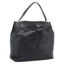 PRADA Shoulder Bag Leather Black Silver Auth yk21019V-1