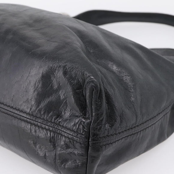 PRADA Shoulder Bag Leather Black Silver Auth yk21019V