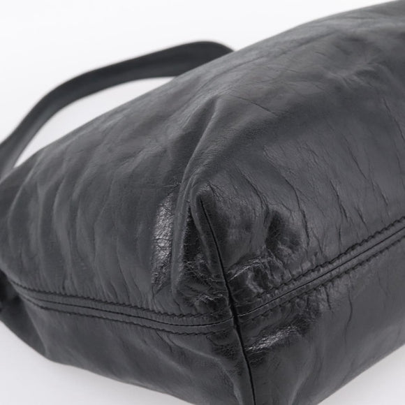 PRADA Shoulder Bag Leather Black Silver Auth yk21019V